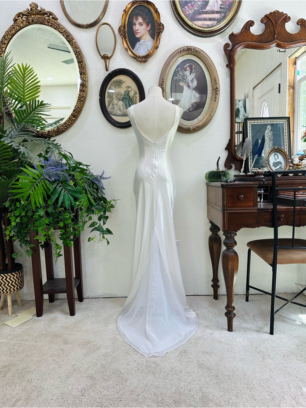 Steppin' Out Ivory Satin Bias-Cut Wedding Slip Dress